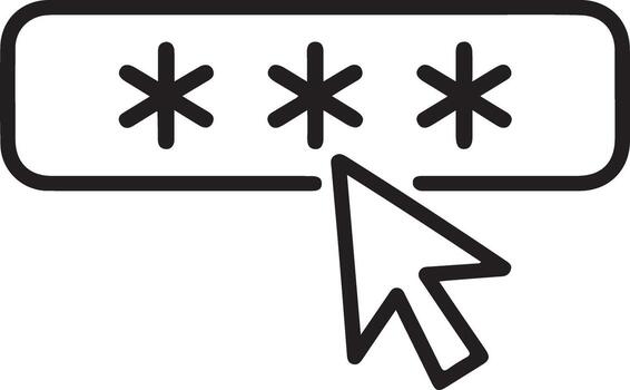 haciendo clic en un contraseña entrada campo con asteriscos vector