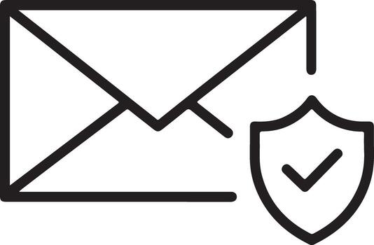 Secure email icon with shield and checkmark symbol vector