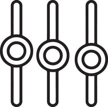 Three vertical sliders with circular knobs representing control settings and adjustments vector