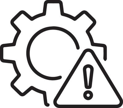 Industrial warning symbol with gear icon representing mechanical error or system malfunction alert vector