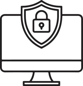 computadora pantalla con proteger y candado icono representando la seguridad cibernética y datos proteccion vector