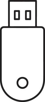 Simple outline icon of a usb flash drive for data storage and transfer vector