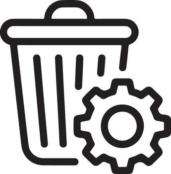 Icon representing trash bin and gear for deleting or managing data and settings vector
