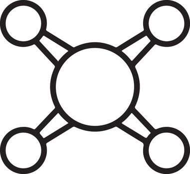 Simple molecular structure diagram with central atom and four outer atoms vector