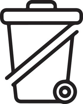Simple line art icon of a trash can with a diagonal line indicating removal or deletion vector
