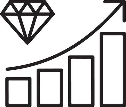 diamante icono representando alto valor y crecimiento en un creciente bar gráfico grafico vector