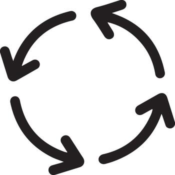 Hand drawn circular arrow icon representing repetition and continuous process vector