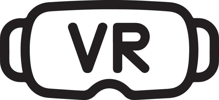 Simple outline icon of virtual reality vr goggles with vr text inside vector