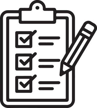 Checklist with a pencil icon representing tasks completed and to do lists vector