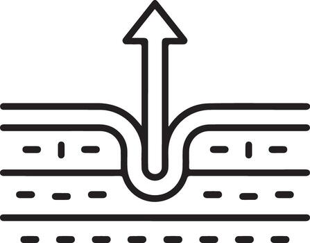 Abstract line art illustration of an upward arrow emerging from a layered surface vector