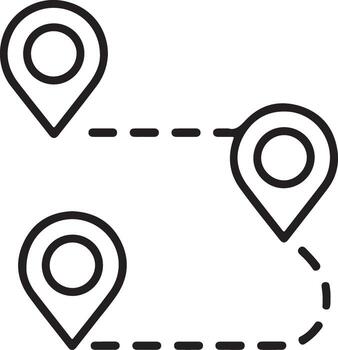 mapa patas conectado por rayado línea demostración un ruta vector