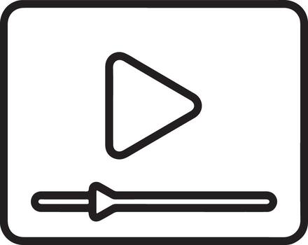 Simple outline icon of a player with play button and progress bar on a white background vector