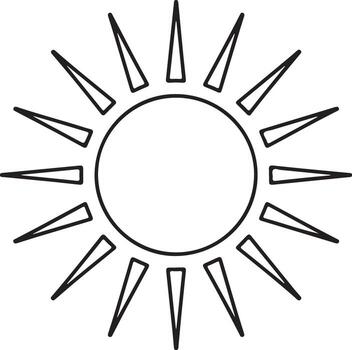 Simple outline drawing of a stylized sun with sharp rays vector
