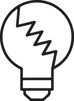Simple line drawing of a broken light bulb representing a failed idea or concept vector