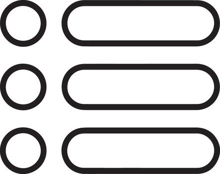 Simple outline of three bullet points with rounded rectangles for text options vector