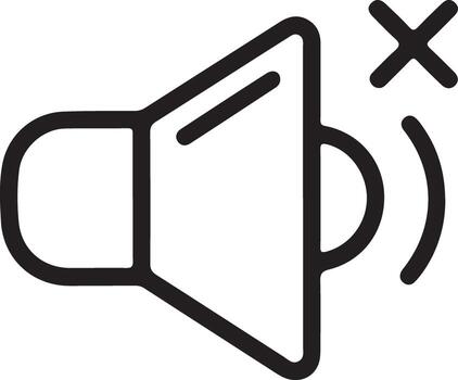Simple line art icon representing a muted speaker or silent mode on a device vector