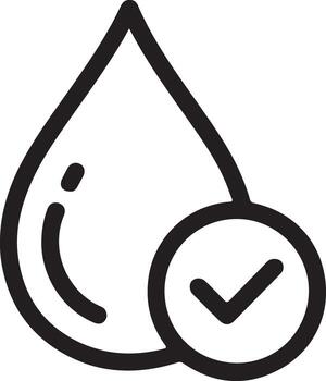Clean water drop icon with a check mark indicating purity and approval vector