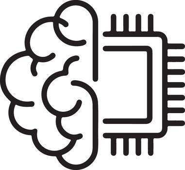 conceptual ilustración de artificial inteligencia fusionando humano cerebro con computadora chip tecnología vector