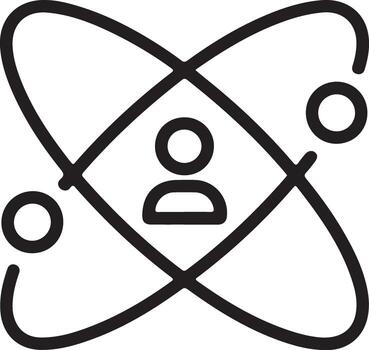 Abstract icon representing a person within an atomic structure or orbital diagram vector