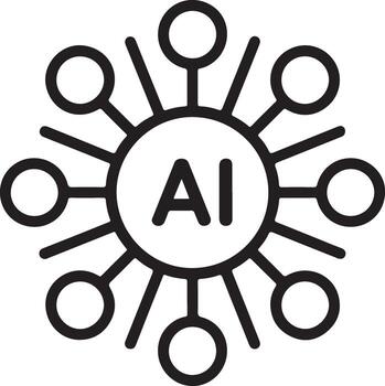 Abstract circular network graphic with the letters ai in the center representing artificial intelligence vector