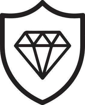 Icon of a shield with a diamond inside representing security and value vector