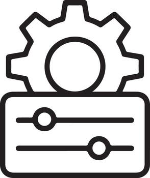 sencillo contorno icono representando ajustes configuración y ajustes con un engranaje y deslizadores vector