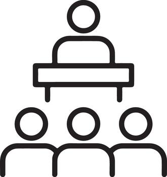Icon of a speaker presenting to an audience in a meeting or lecture setting vector