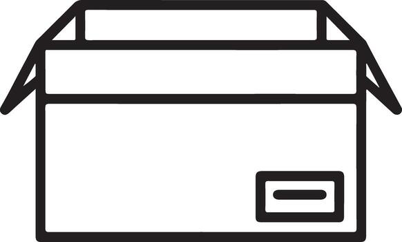 Simple outline icon of an open cardboard box with flaps ready for shipping or storage vector