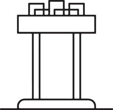 Simple line drawing of a podium or lectern with a minimalist design for presentations vector