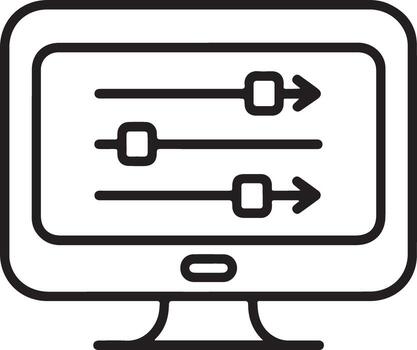 Computer screen displaying three horizontal sliders with adjustable settings and controls vector
