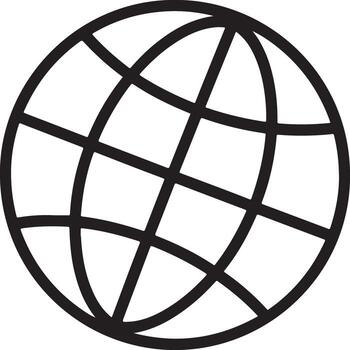 Simple hand drawn black line art globe icon representing global connection and the internet vector