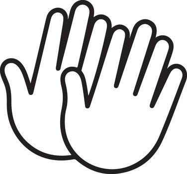 Simple outline drawing of two open hands facing forward in a high five gesture vector