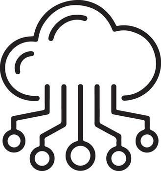 Digital cloud computing icon with network connections and data flow symbols vector
