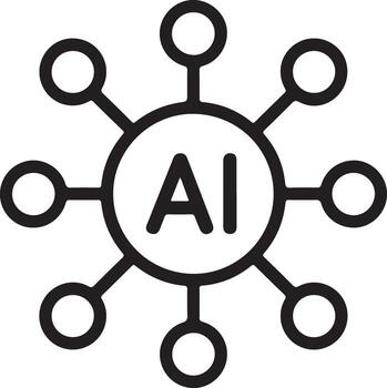 Abstract network diagram representing artificial intelligence connections and data flow with ai text at the center vector