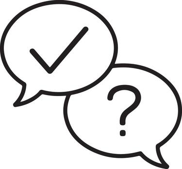 Hand drawn speech bubbles with checkmark and question mark symbolizing answers and questions vector
