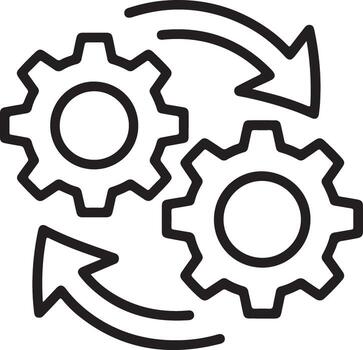 Interlocking gears and circular arrows symbolizing process workflow and mechanical systems vector