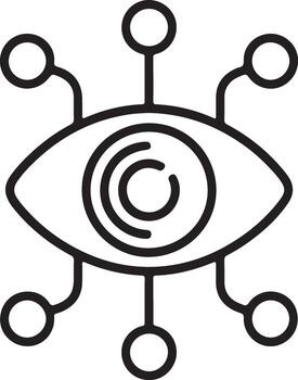 Abstract digital eye icon representing artificial intelligence and advanced surveillance technology with interconnected nodes vector