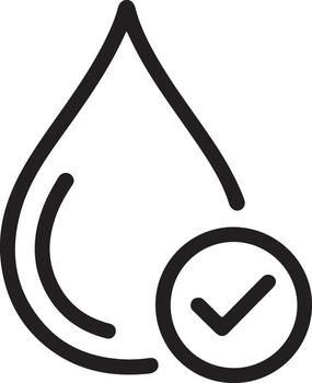 Clean water drop icon with check mark symbol for purity and quality assurance vector