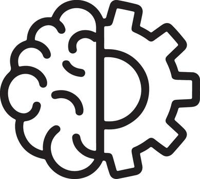 conceptual ilustración de un humano cerebro fusionado con un mecánico engranaje representando artificial inteligencia y Ingenieria vector