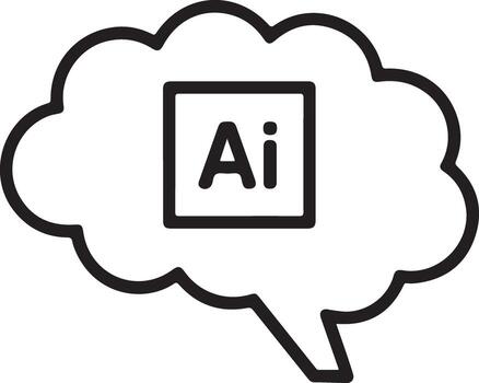 Abstract outline of a thought bubble containing the letters ai representing artificial intelligence concept vector