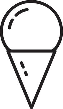 Simple outline drawing of a single scoop ice cream cone on a white background vector