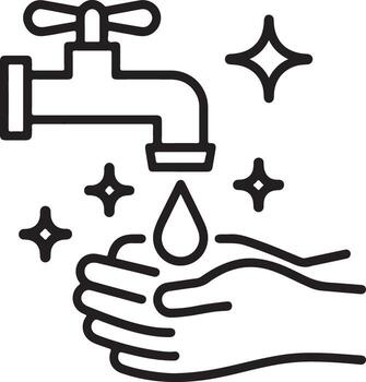 Cleanliness and hygiene icon of a hand washing under a running faucet with sparkling bubbles vector