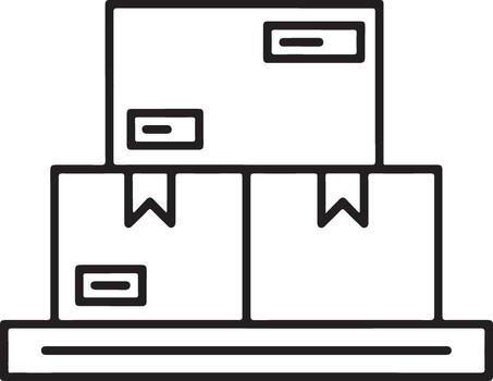 Stack of cardboard boxes on a shelf representing shipping and delivery services vector