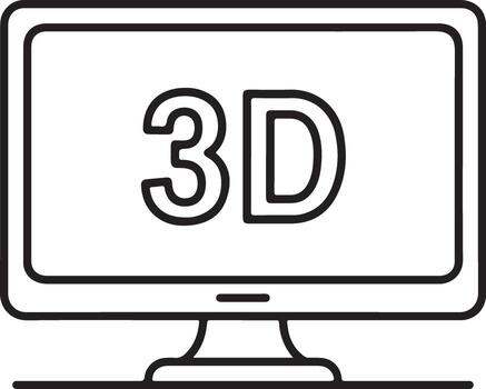 sencillo línea Arte ilustración de un computadora monitor mostrando el texto 3d vector