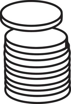 Stack of circular discs or coins with one disc slightly offset on top vector