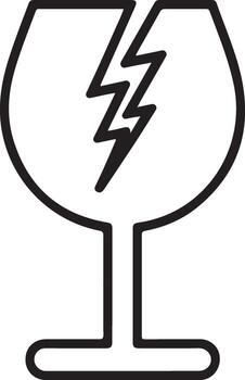 frágil advertencia símbolo de un agrietado vino vaso con un relámpago tornillo dentro indicando peligro vector