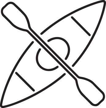 drawing of a kayak and paddle vector