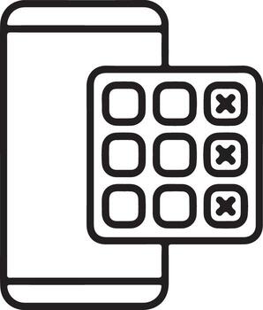 Smartphone screen displaying a grid of app icons with some marked for deletion vector