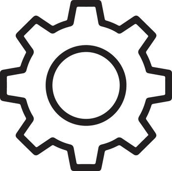 Simple outline icon of a single gear representing mechanics industry and engineering concepts vector