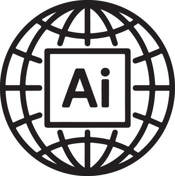 Global artificial intelligence symbol representing worldwide ai technology and innovation vector